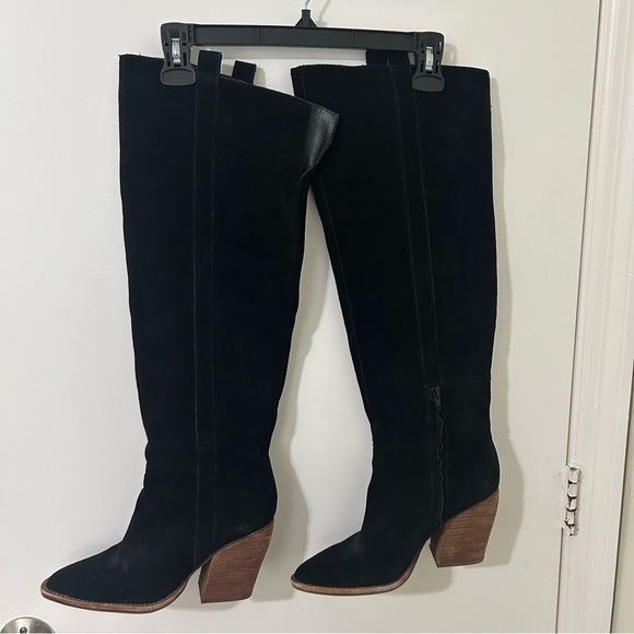Gianni Bini Black Suede Over the Knee Block Heel Boots | Size 10M - Picture 6 of 9